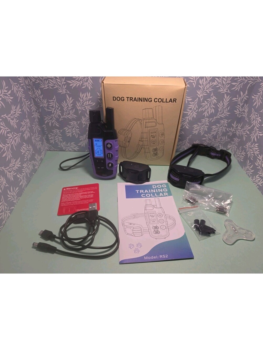 Purple Dog Training Collar RS2 Rechargeable Waterproof Remote 2 Receiver Set